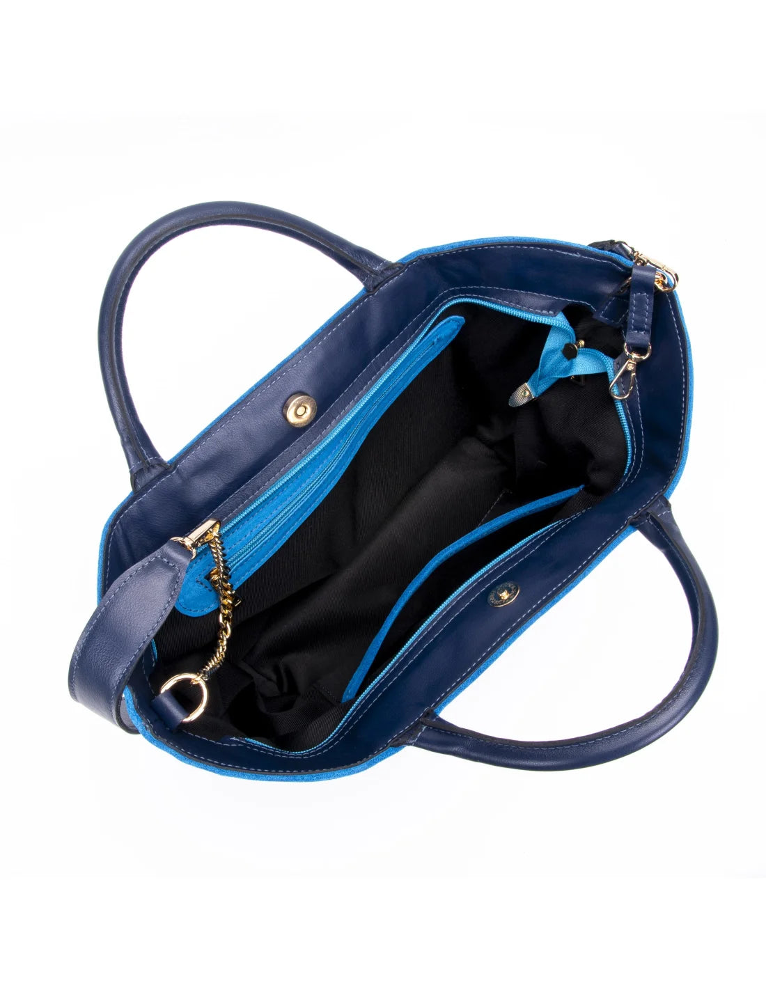 Geanta din piele naturala pentru dama CHIRALINA turcoaz