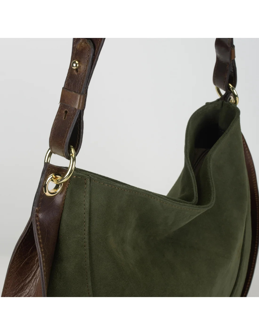 Geanta din piele naturala, boho chic, pentru dama LYRA kaki