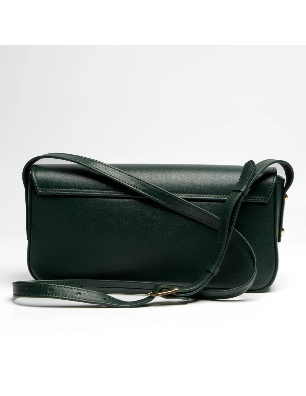 Geanta din piele naturala pentru dama, tip bagheta, SILVIA, verde