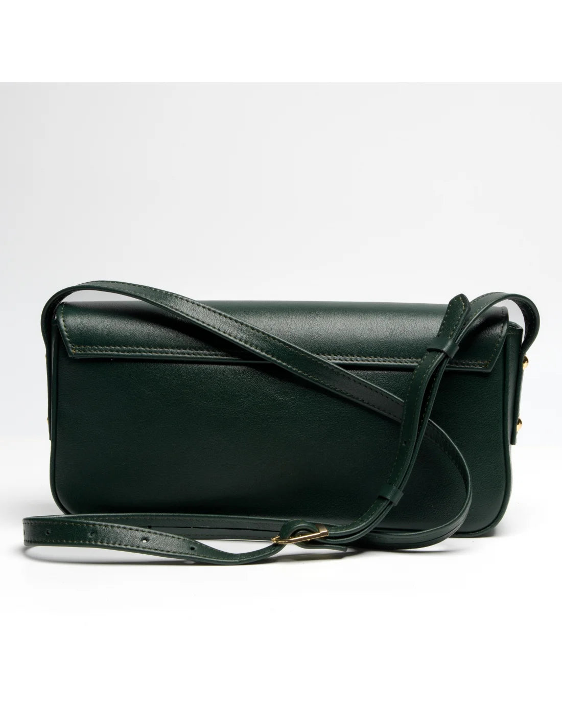 Geanta din piele naturala pentru dama, tip bagheta, SILVIA, verde