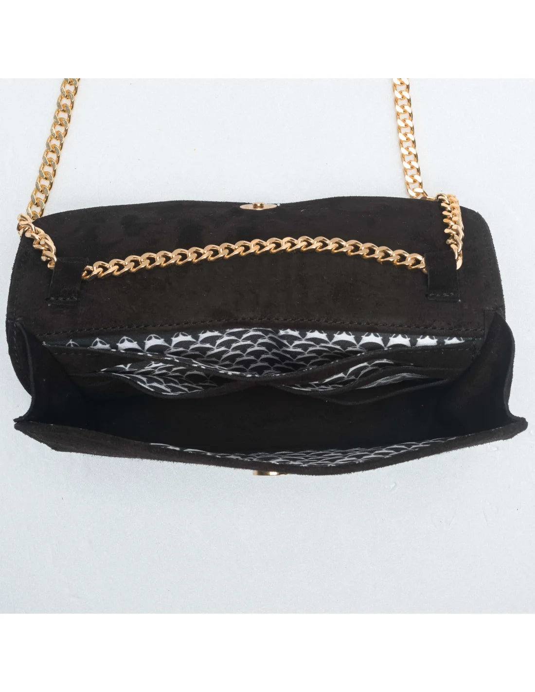 Geanta pentru telefon,piele naturala, SOFIA, flap, negru