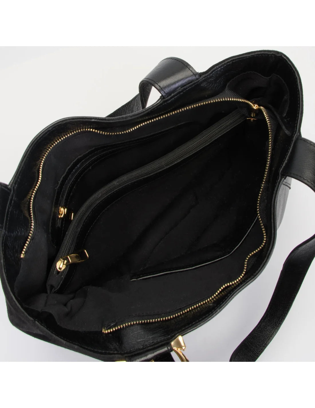 Geanta din piele naturala pentru dama ZARITA negru cu laterale piele intoarsa