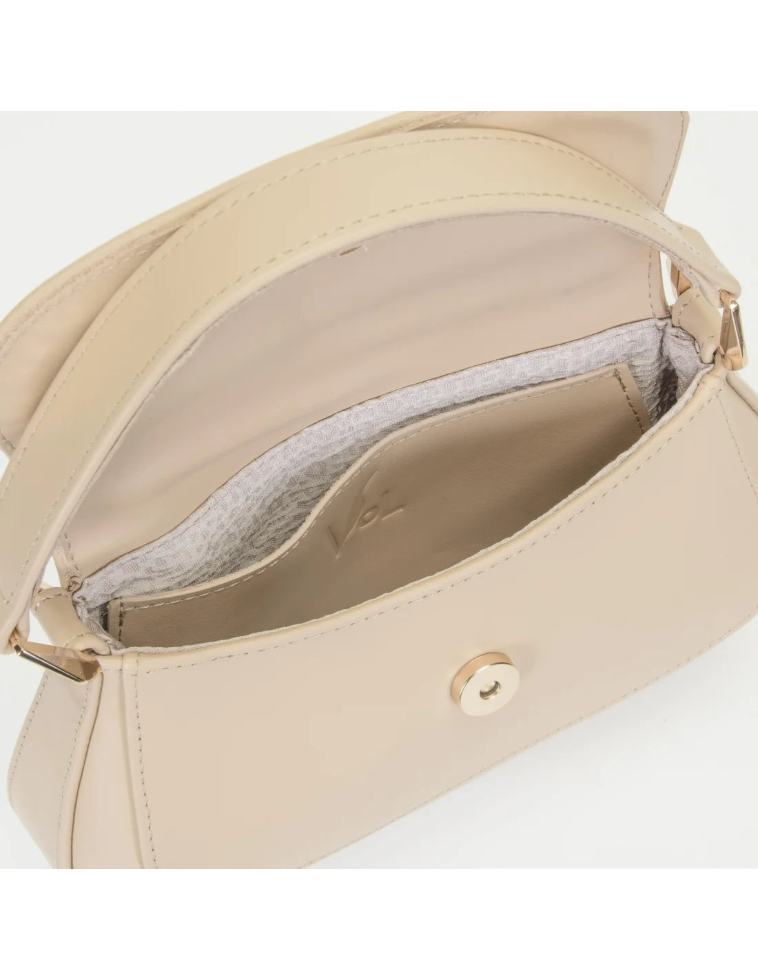 Geanta de mana/ crossbody, din piele naturala, mini SiSi, crem