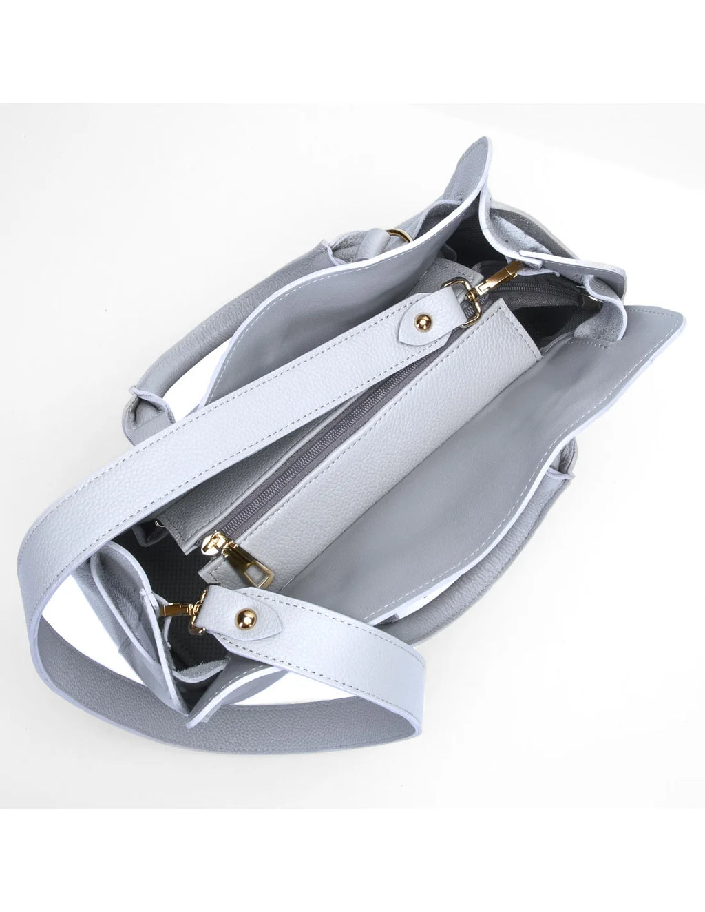 Geanta din piele naturala, pentru dama, TAISA, gri perla