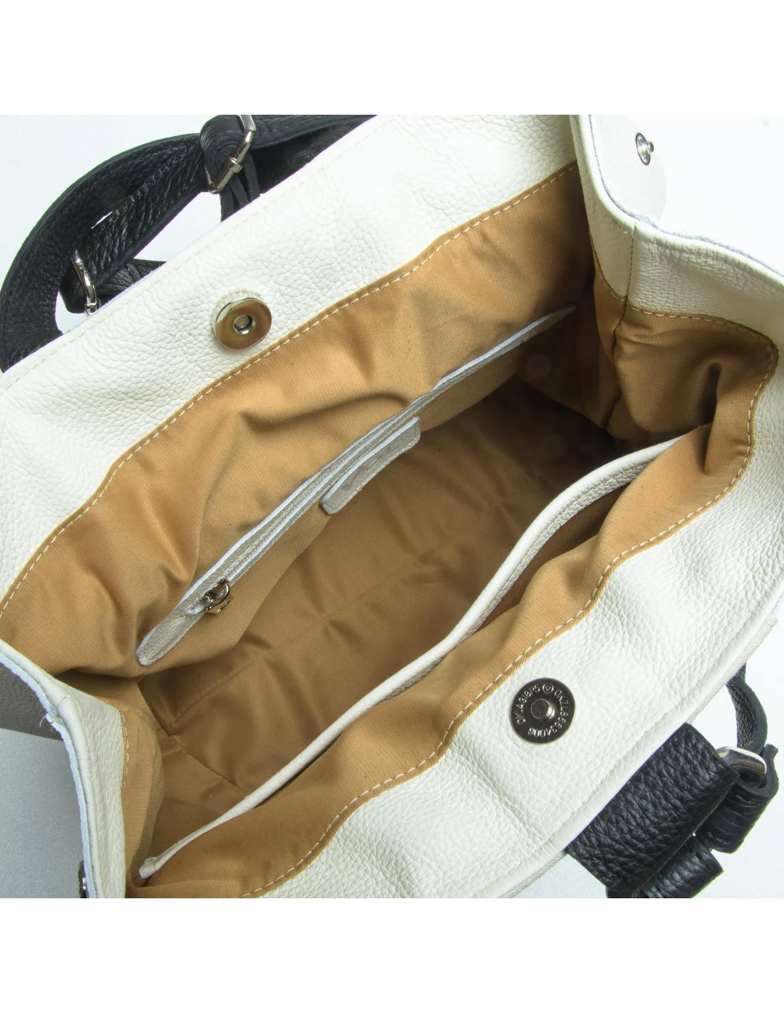 Rucsac cu broderie din piele naturala pentru dama GOLDIE alb