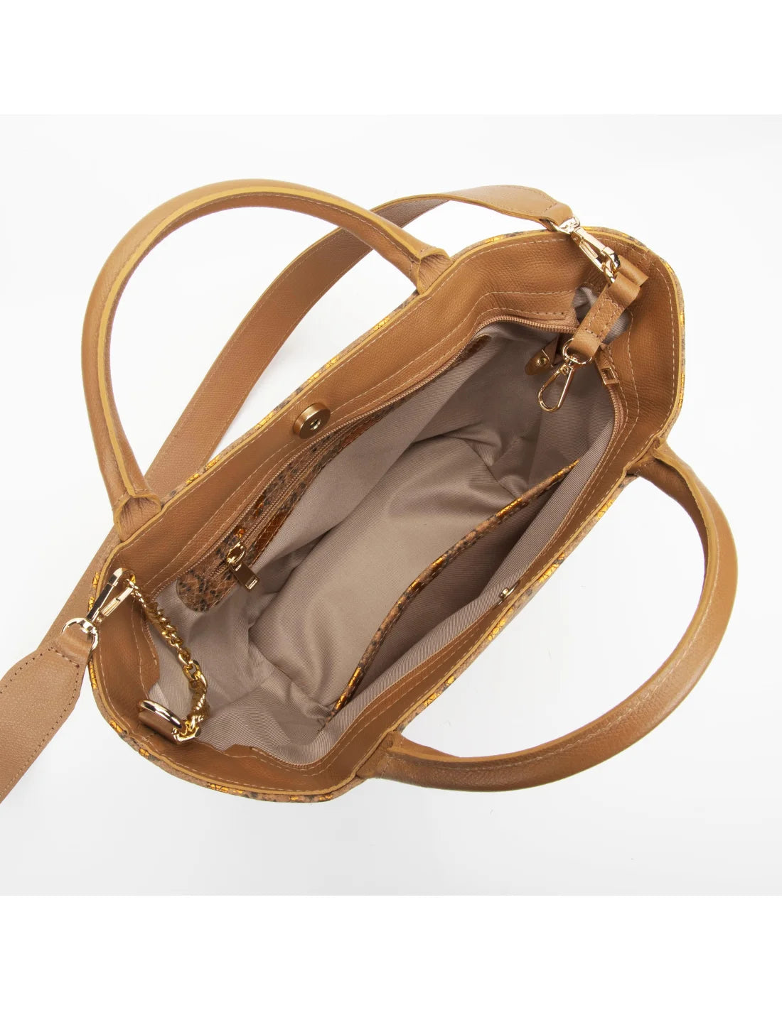 Geanta din piele naturala pentru dama CHIRA bej-portocaliu