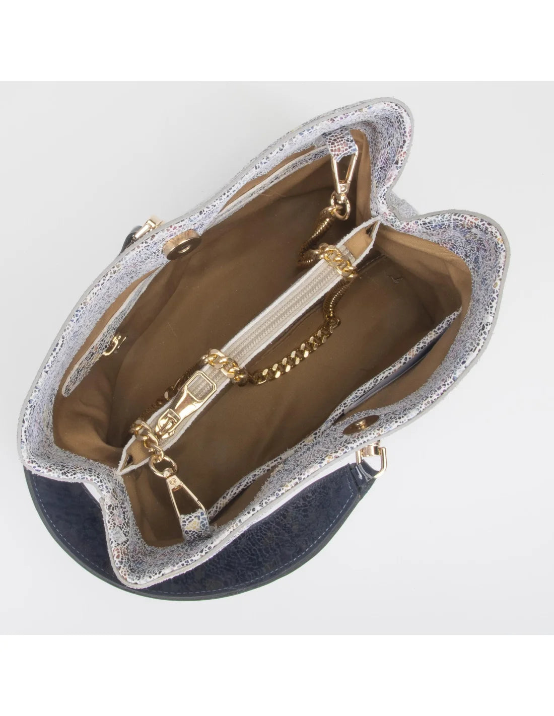 Geanta din piele naturala pentru dama MEDEEA, cristale albastru