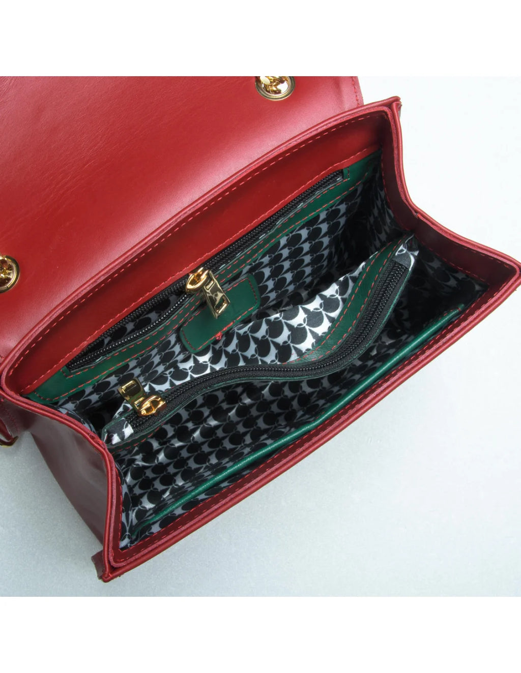 Geanta din piele naturala pentru dama BIANCA rosu, pictata manual