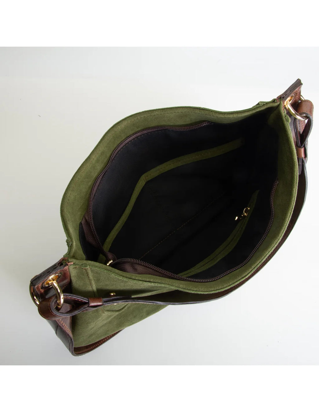 Geanta din piele naturala, boho chic, pentru dama LYRA verde