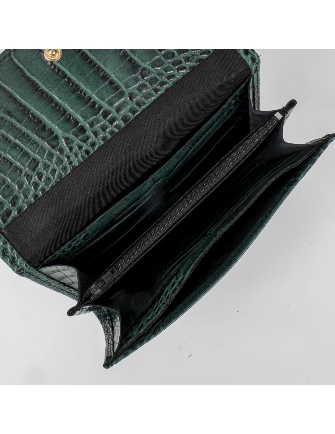 Portofel din piele naturala, verde croco