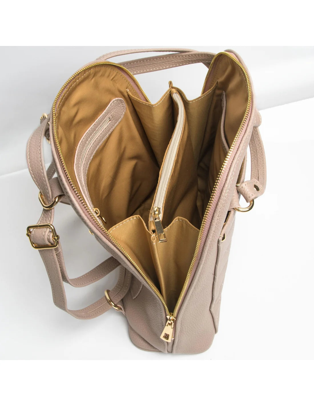 Geanta-Rucsac din piele naturala, pentru dama, ZINNIA, nude