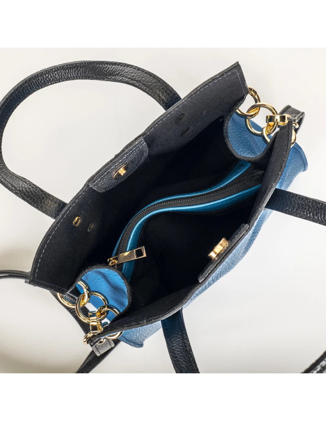 Geanta din piele naturala, pentru dama, mini AGHATA, albastru cobalt