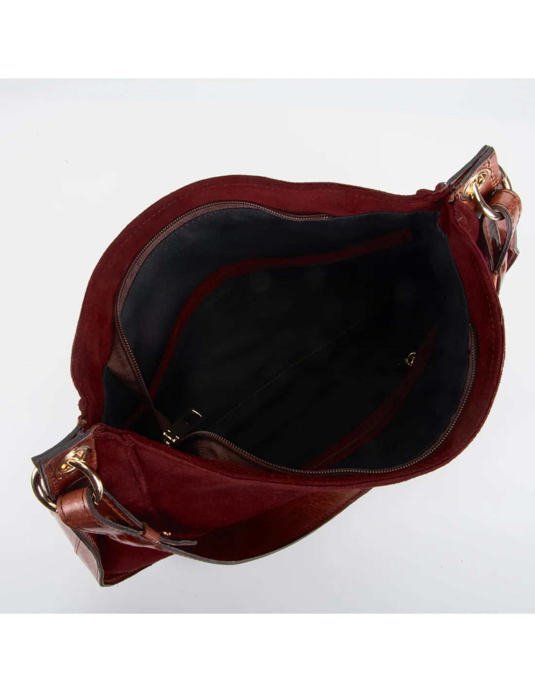 Geanta din piele naturala, boho chic, pentru dama LYRA grena