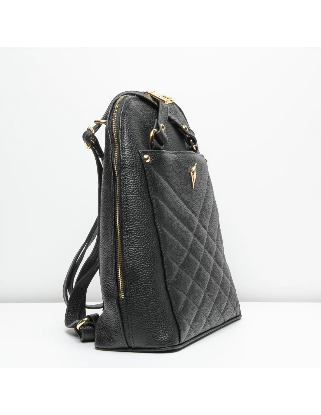 Geanta-Rucsac din piele naturala, pentru dama, ZINNIA, negru