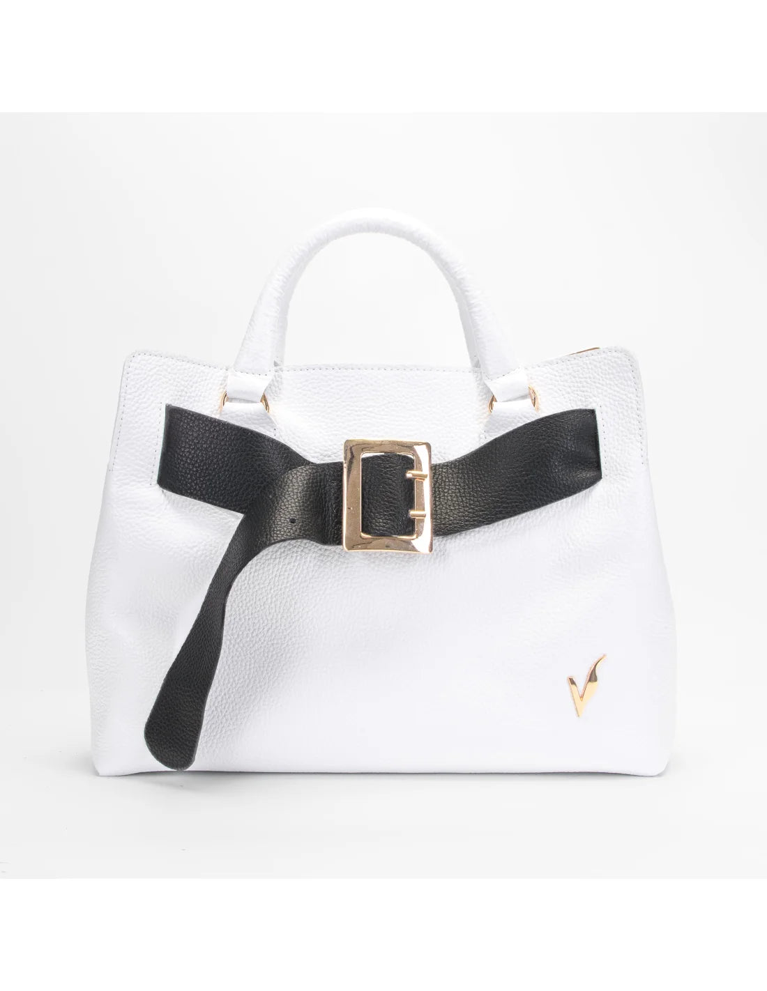 Geanta din piele naturala, pentru dama, TAISA, alb diamant