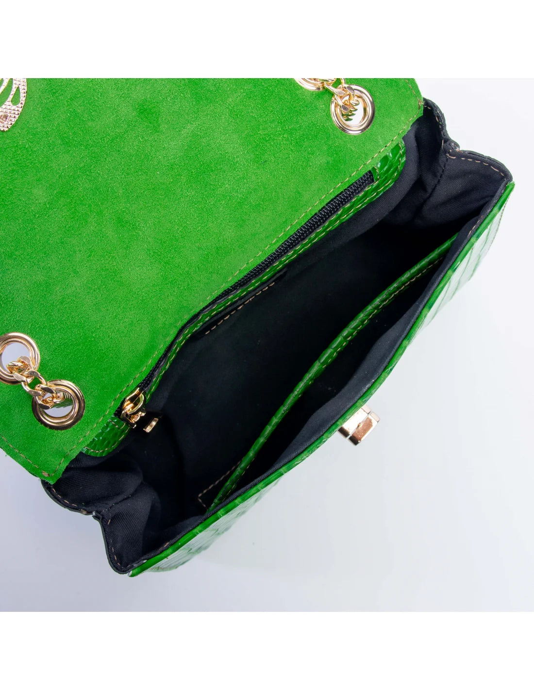 Geanta din piele naturala pentru dama LOULOU, verde deschis croco