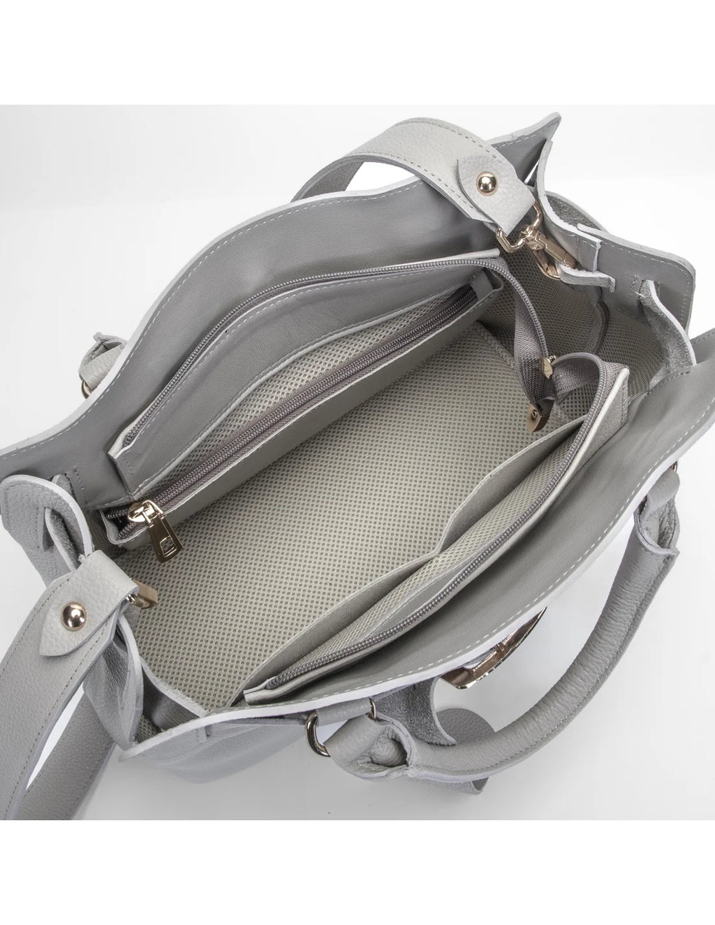 Geanta din piele naturala, pentru dama, TAISA, grej