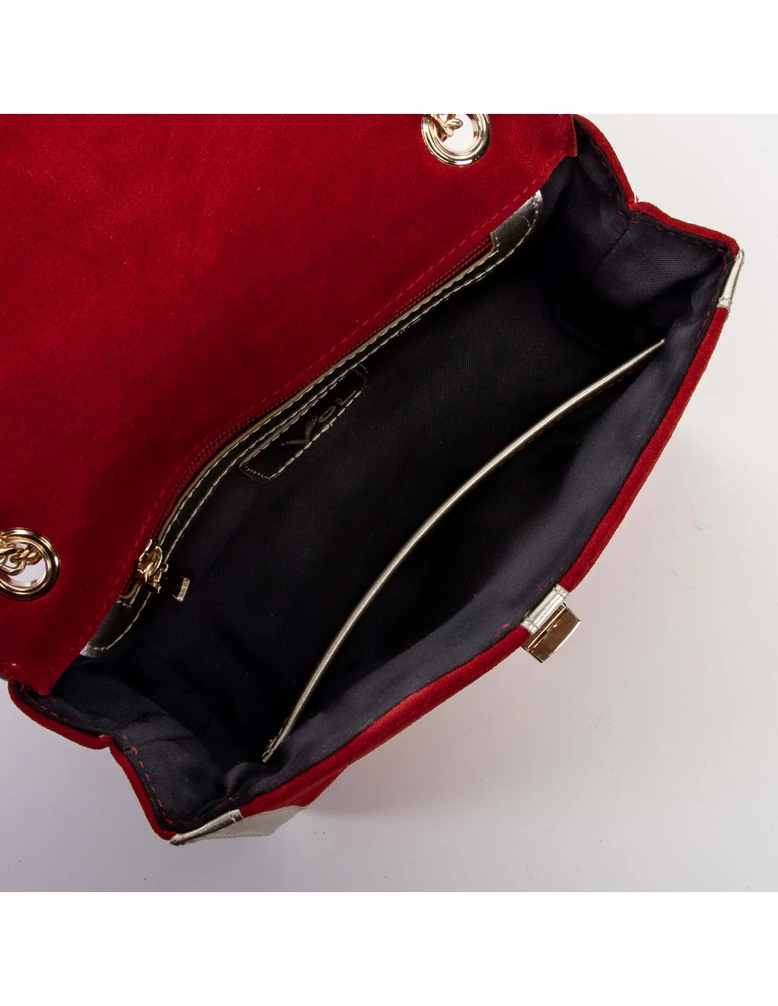 Geanta din piele naturala pentru dama LOULOU, rosu velur