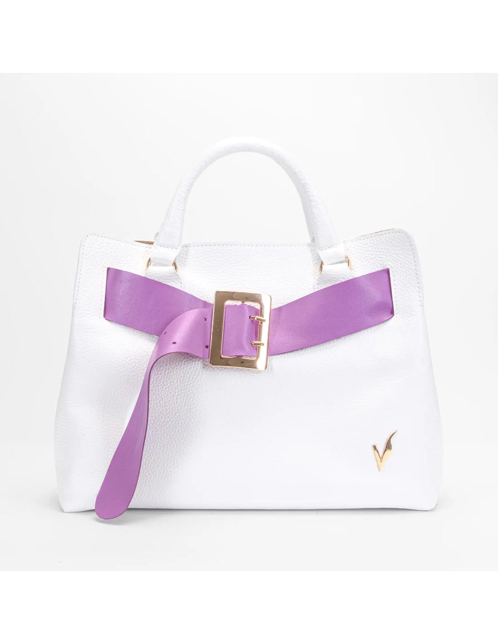 Geanta din piele naturala, pentru dama, TAISA, alb diamant