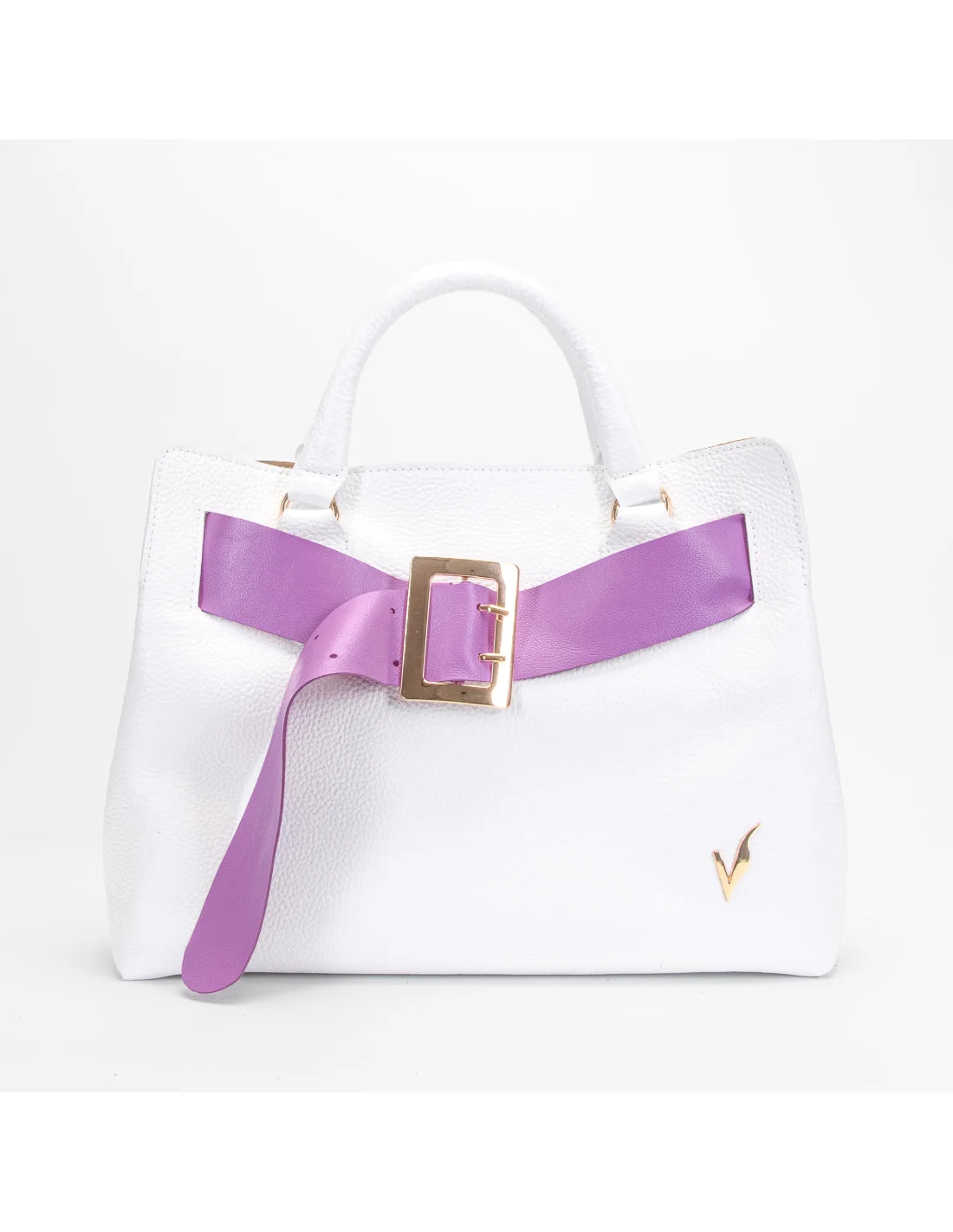 Geanta din piele naturala, pentru dama, TAISA, alb diamant