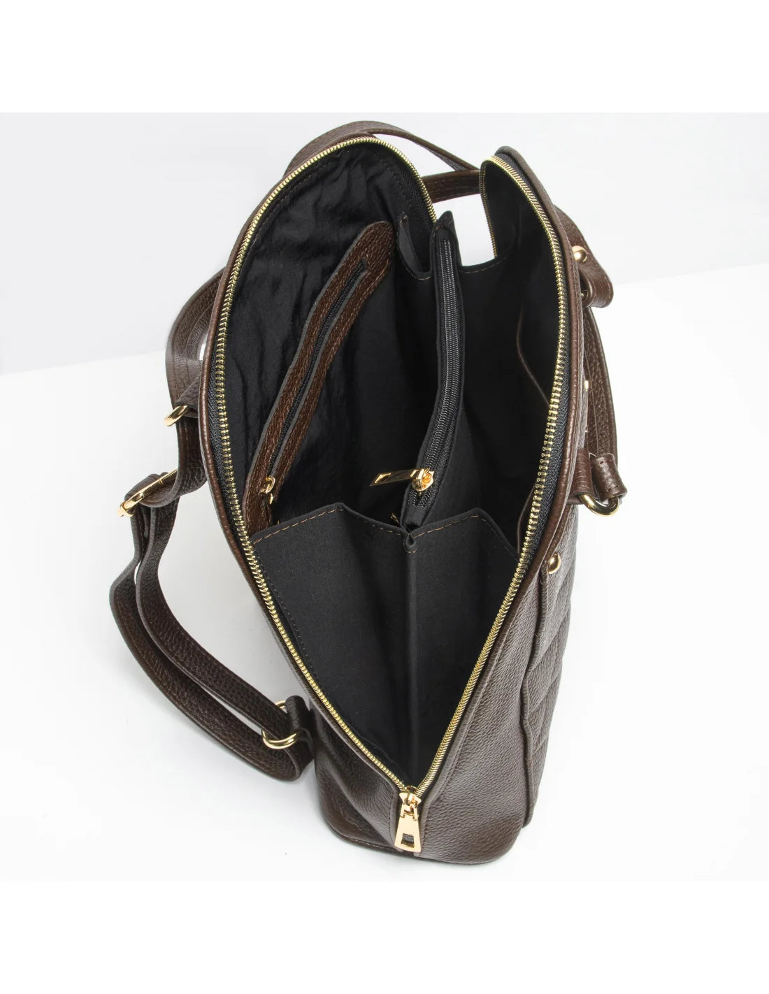 Geanta-Rucsac din piele naturala, pentru dama, ZINNIA, maro