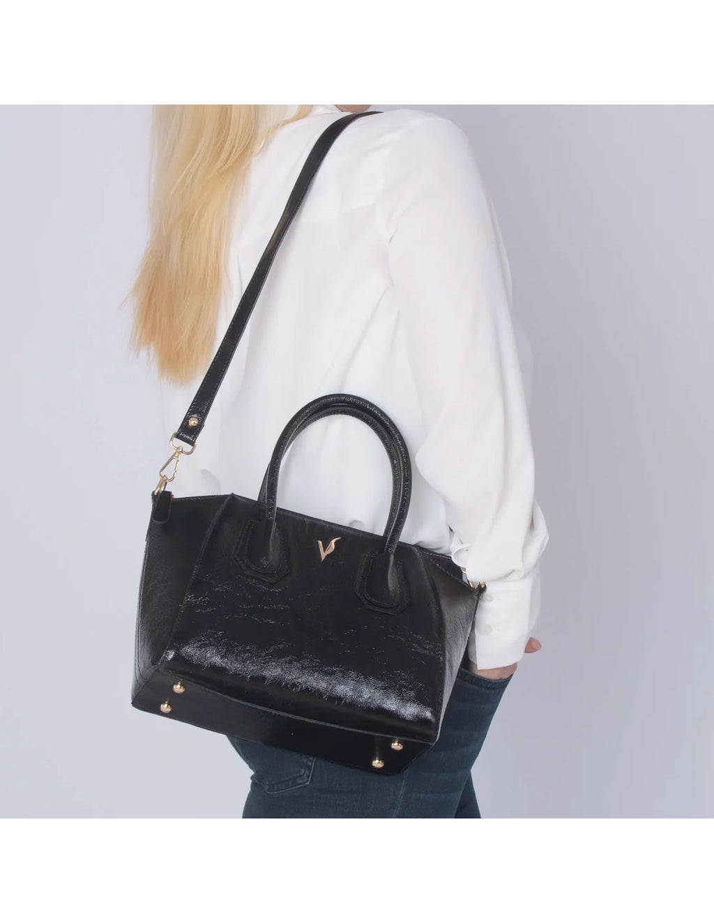 Geanta tote din piele naturala, IOANA, negru