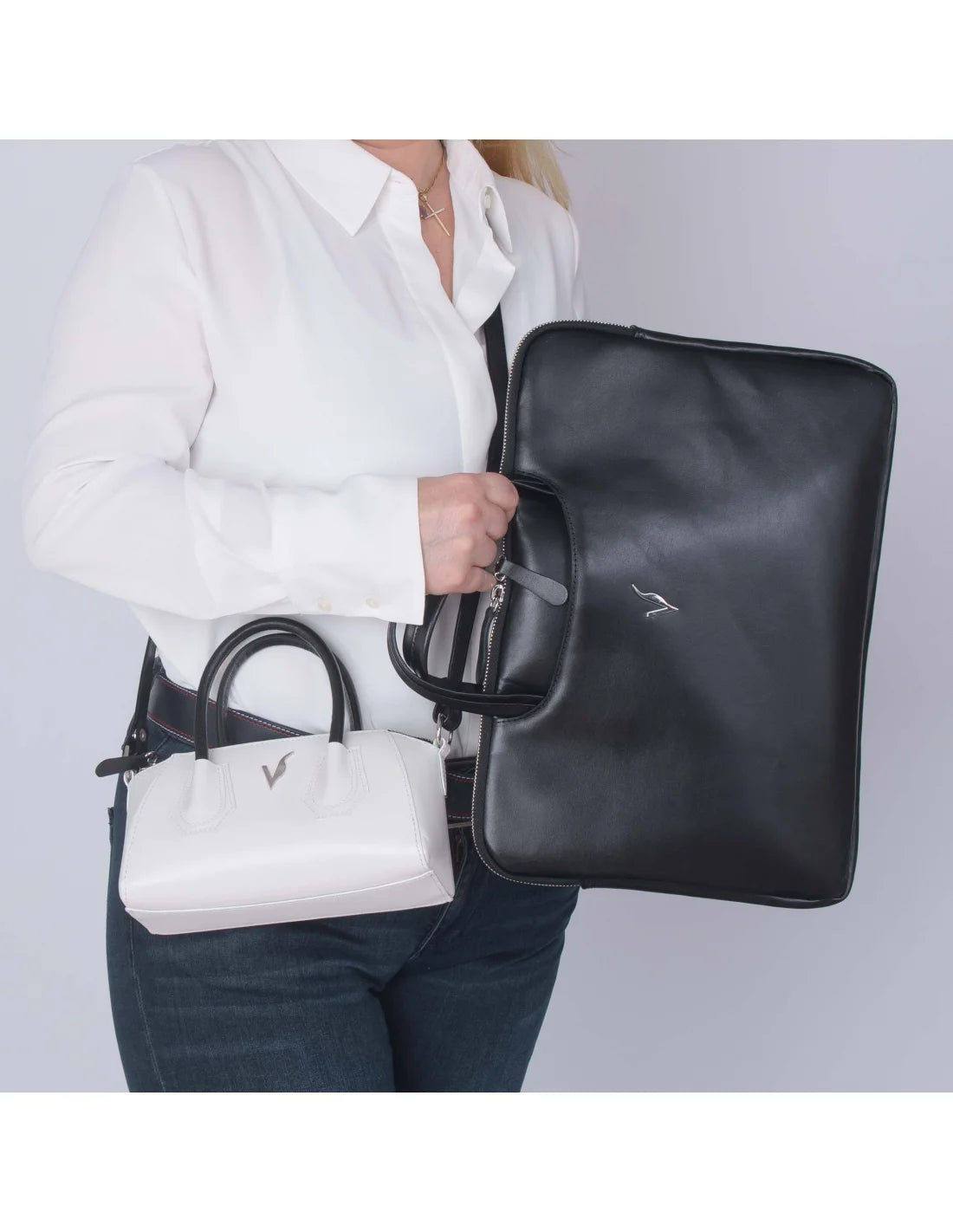 Geanta crossbody din piele naturala, Mini-Ioana, alba