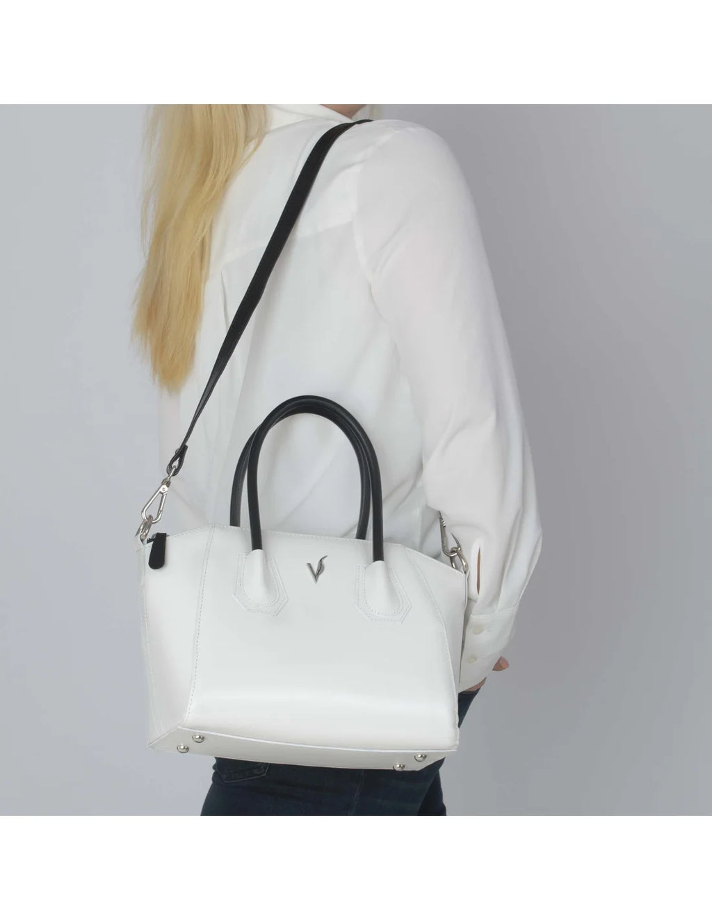 Geanta tote din piele naturala, IOANA, alba